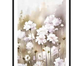 Flowers / Premium poster made of matte paper with wooden frame