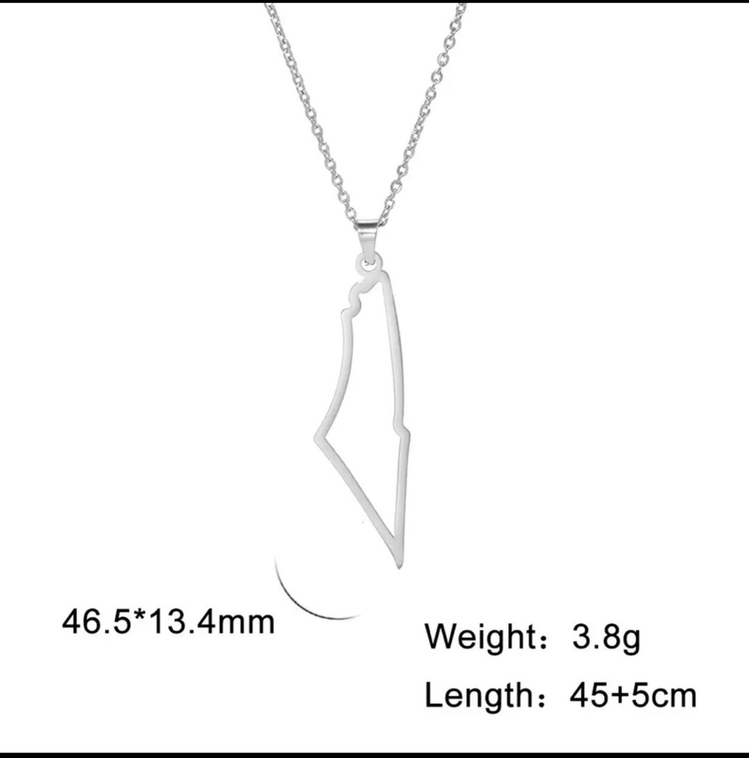 Palestine Map Necklace Gold/silver Etsy