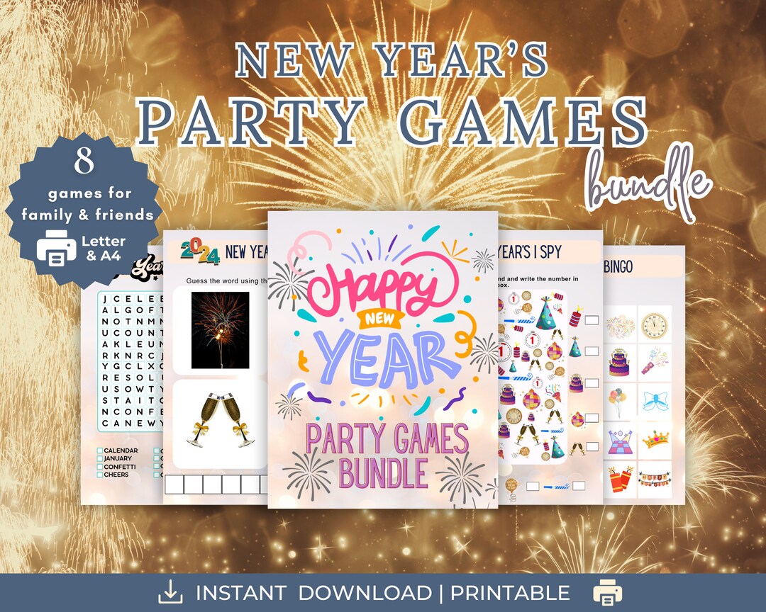 New Years Party Games Bundle 8 Fun Games for the Whole Etsy