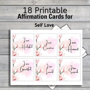 18 Positive Affirmation Card Deck, Affirmation Cards Printable ,Cards for Law of Attraction, Manifesting Kit, Self Care Printables, DIGITAL