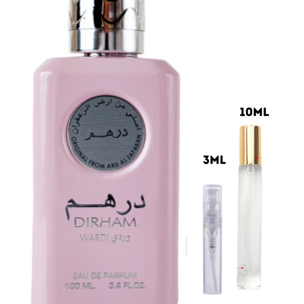 Dirham Wardi 10ml Travel or 3ml sample, perfume decant. Delina inspired Middle Eastern fragrance. Try before you buy