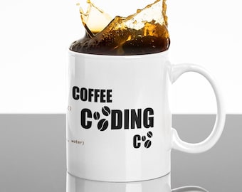 Coding Coffee Mug, Programmer Ceramic Cup, Nerd Geek Gift for Coder, IT Coder Mug, Coding tea cup, Coder Computer gift,  Valentine's gift