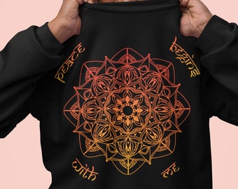 Mandala Sweatshirt, Boho Shirt, Peace Message Top, Mother's Day Gift for Yogi, Birthday Gift for Her Him, Unique Yoga Lovers Gift