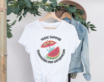 Watermelon Yoga shirt Gift for her Fruit Summer Tee Shavasana T-shirt Gift for Yoga lover Summer Vibes Yogic Shirt gift for friend or mama