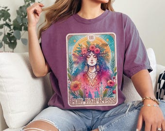 The Empress Tarot shirt, Comfort Colors Tarot Card Shirt, Floral Feminine t-shirt, Tarot Astrology Shirt Witchy Stuff Alt Clothing
