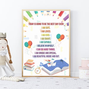 Kids Affirmation poster, Classroom Posters, Playroom Decor Wall Art, Motivational poster, Home school Decor