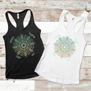 Yoga Tank Top Mandala Peace Design Unique Yoga Gift Ideal for Mother&#39;s Day Comfortable Yoga Wear Peace Begins With Me Inspirational Message