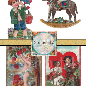 Querido cartão postal de dia dos namorados, conjunto de coisas efêmeras, enfeite vintage para revistas de lixo, arte e etiquetas para presentes