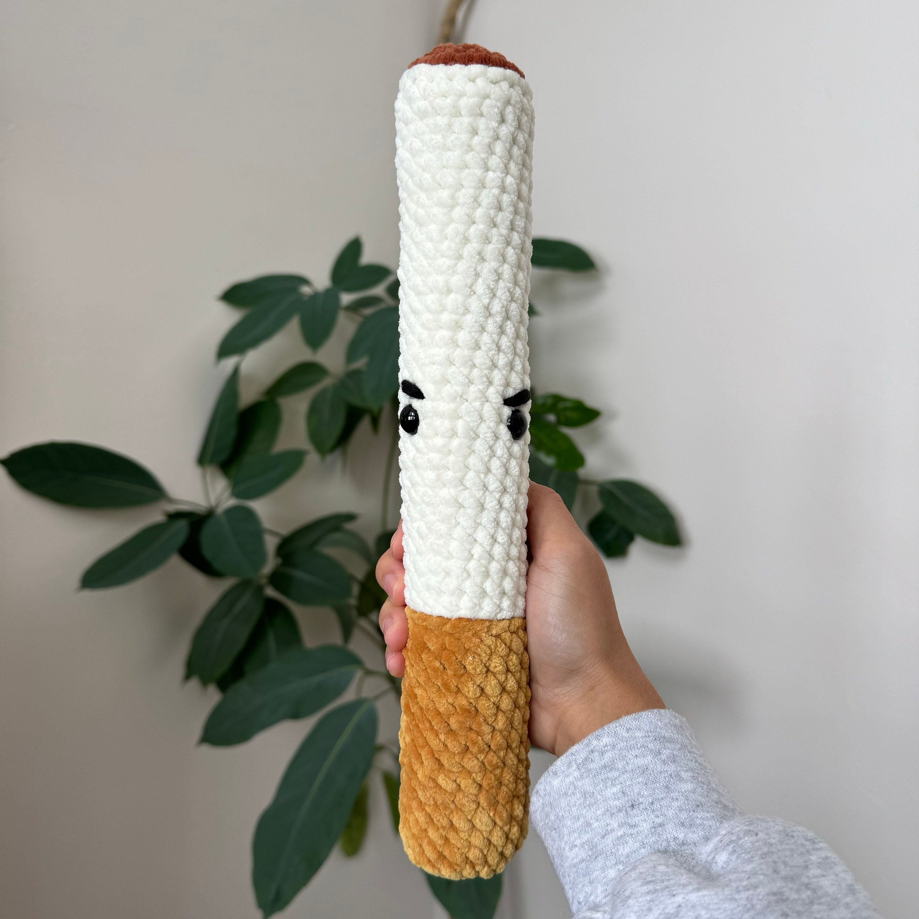 crochet cigarette pillow Lil Big Cig | Crochet Cigarette Plushie Soft Amigurumi | Angry Cigarette Plush crochet cigarette pillow Lil Big Cig | Crochet Cigarette Plushie Soft Amigurumi | Angry Cigarette Plush