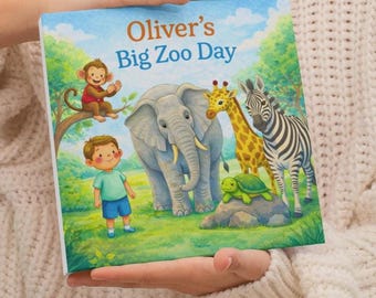 Livre d'aventures zoo personnalisé | Livre personnalisé pour enfants | Livre d'histoires personnalisé pour l'heure du coucher | Cadeau d'anniversaire personnalisé | Cadeau bébé, livre personnalisé
