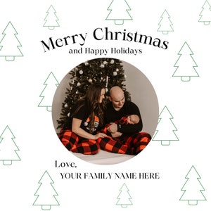 Cartolina di Buon Natale: personalizza la foto e il nome di famiglia
