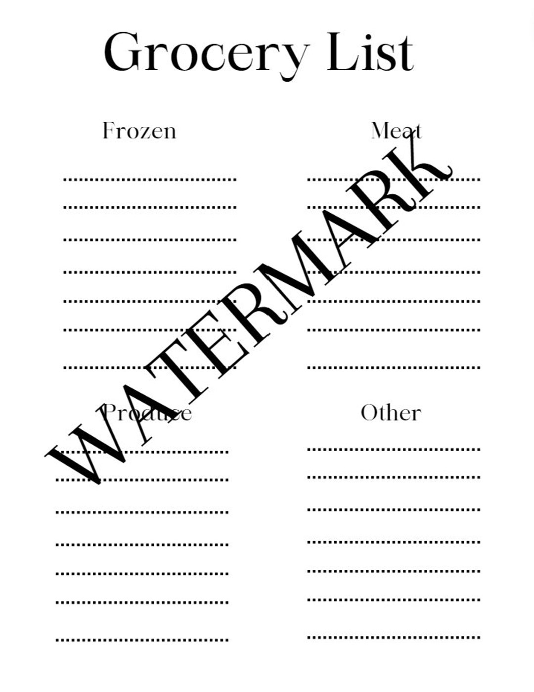 Printable Grocery List - Etsy