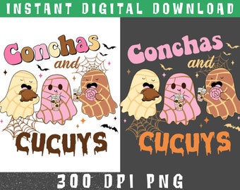 PNG fantasma messicano Conchas e Cucuys, PNG spettrale Conchas, Pantasmas PNG, design fantasma carino, design sublimazione Concha, fantasma messicano Png