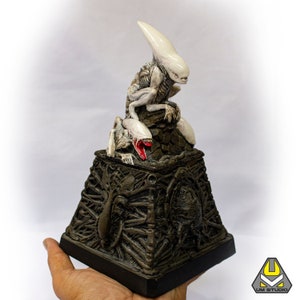 Handmade Pyramid Alien Sculpture with Hidden Storage. Giger art,