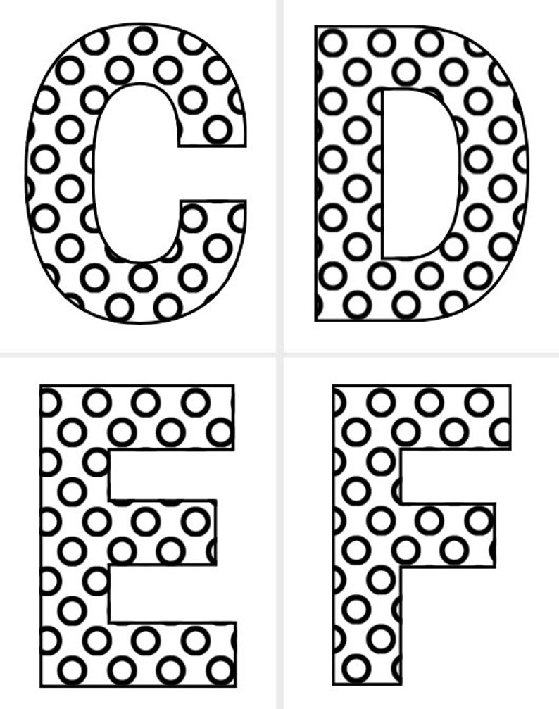 Alphabet Polka Dot Coloring Pages Etsy