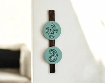 rustic wood wall art boho paisley interior design Turquois minimalist decor  housewarming gift living room wall hanging