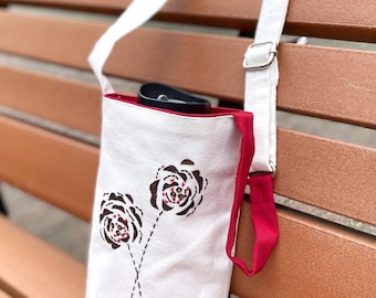 crossbody shoulder water bottle bag inner and outer pocket for phone & accessories mothers day gift for her walk purse school gym travel