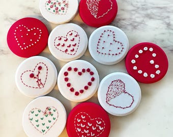 valentines day decoration embroidered red and white hearts ornaments romantic valentines gift for her