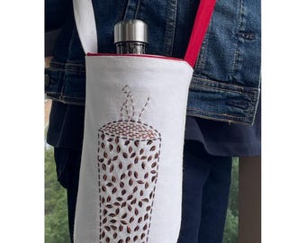 Water bottle carrier bag with pockets, crossbody bottle holder, Adjustable strap, Lightweight Gym & walking bag, Gift for Mom