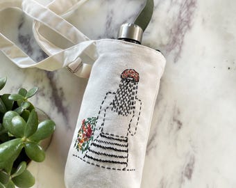 Large cup carrier Adjustable crossbody bag light sage green bottle carrier gift for her  dark sage green bottle carrier bag walking bag