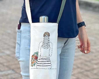 water bottle bag for Walking & Gym crossbody bottle holder adjustable strap lightweight fitness bag hiking essentials