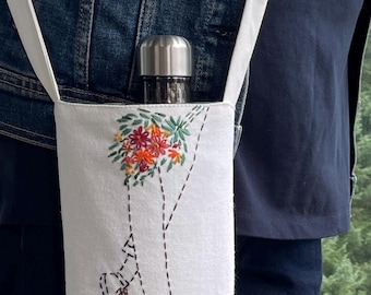 mothers day gift for mom Walking purse with inner & outer pocket water bottle carrier bag adjustable crossbody bag embroidery  gift for her