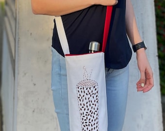 Water bottle bag crossbody Adjustable strap walking & Gym bottle carrier handmade minimal design gift for mother appreciation teacher gift