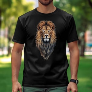 Majestic Lion Graphic Tee, Men&#39;s Animal Print T-Shirt, King of Jungle Shirt, Wildlife Lover Gift, Casual Unisex Apparel, Summer Top