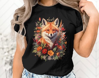 Floral Fox Graphic Tee – Nature Lover Apparel
