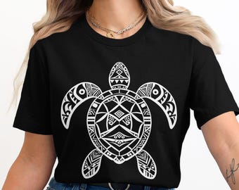 Hawaiian Sea Turtle T-Shirt, Polynesian Tribal Design