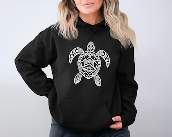 Sea Turtle Mandala Hoodie, Boho Ocean Animal Design