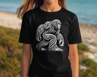 Camiseta con arte tribal de Pie Grande, camiseta gráfica única de Sasquatch