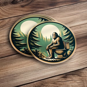 Bigfoot Toilet Time in the Forest Sticker, Toilet Time Stickers, Toilet Gift, Toilet Decor