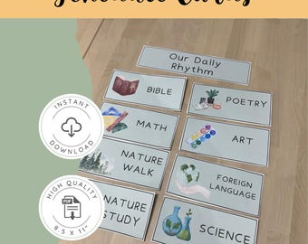 Cartes d'horaire quotidien de l'école à la maison imprimables | Cartes visuelles de routine pour enfants | Montessori, Waldorf, Charlotte Mason, Style Nature