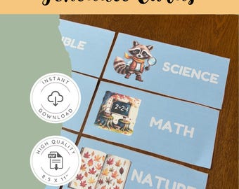 Calendrier quotidien de l'école à la maison à imprimer, cartes de routine visuelle pour enfants, Montessori, Waldorf, Charlotte Mason, livre de contes de style forestier