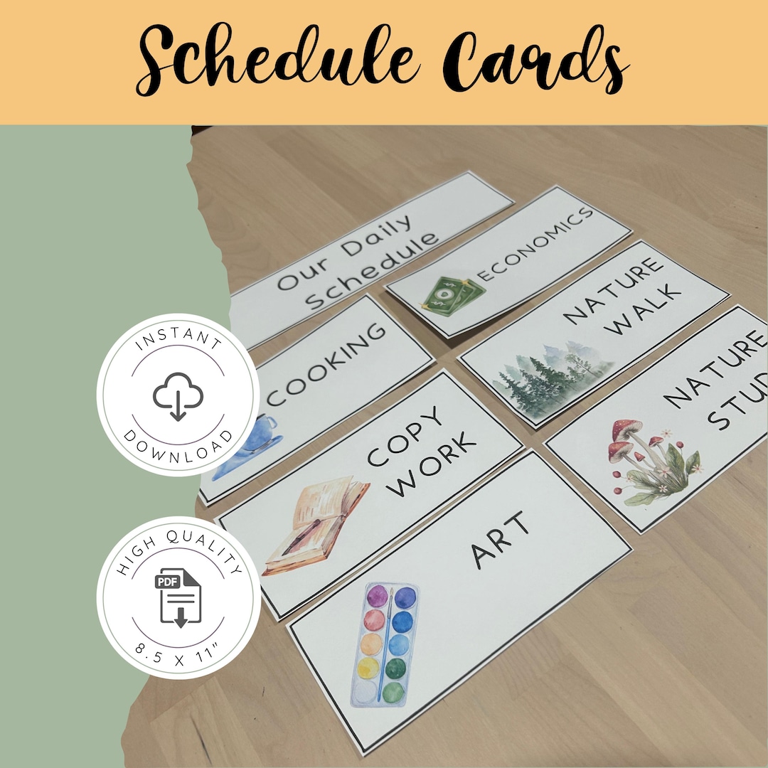 Homeschool Daily Schedule Cards | Routine & Rhythm Visual Cards for ...