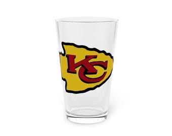 Kansas City Chiefs Handgezeichnetes Pintglas | NFL Football Fan 16oz Pfeilspitze Design