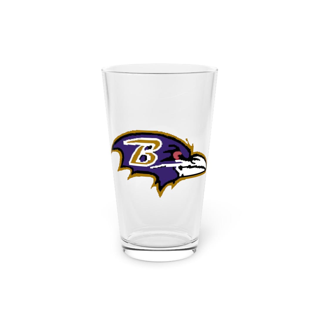 Baltimore Ravens New Logo Pint Glass | Hand-drawn NFL Football 16oz ...