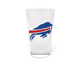 Hand-Drawn Buffalo Pint Glass: Football Fan Gift (16oz)