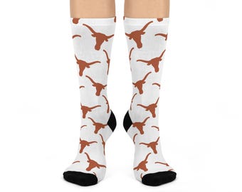 Texas Longhorns White Socks – Hand-Drawn College Football Fan Gear