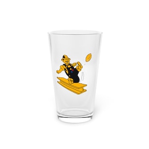 Pittsburgh Steelers Hand-Drawn Pint Glass | NFL Football Fan 16oz Steel Curtain Design