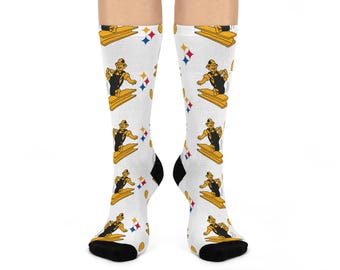 Pittsburgh Steelers White Socks – Hand-Drawn Football Fan Gear