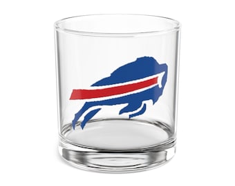 Buffalo Bills Rocks Glass - 10oz Hand-Drawn Art Football Design