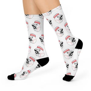 Cincinnati Reds Mr. Redlegs vita strumpor – Handritade basebollfansutrustning