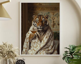 Funny Tiger Wall Art – Luxe Animal Portrait for Eclectic Decor
