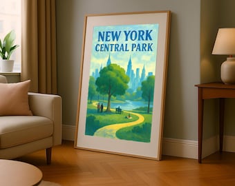 Vintage Central Park Poster: New York City Art Print (Digital Download)