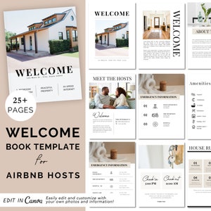 Airbnb Welcome Book Template | Ebook Template | Canva Template with Cleaning Checklist
