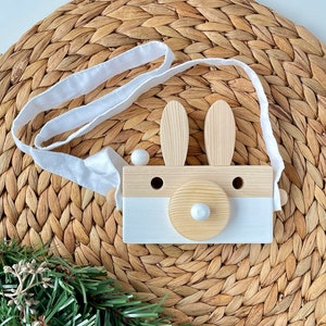 Handcrafted Wooden Toy Camera for Nursery Decor - Bunny Ornament and ...