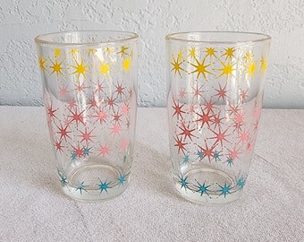 Hazel Atlas Vintage Atomic Starburst Juice Glasses, Set of 2