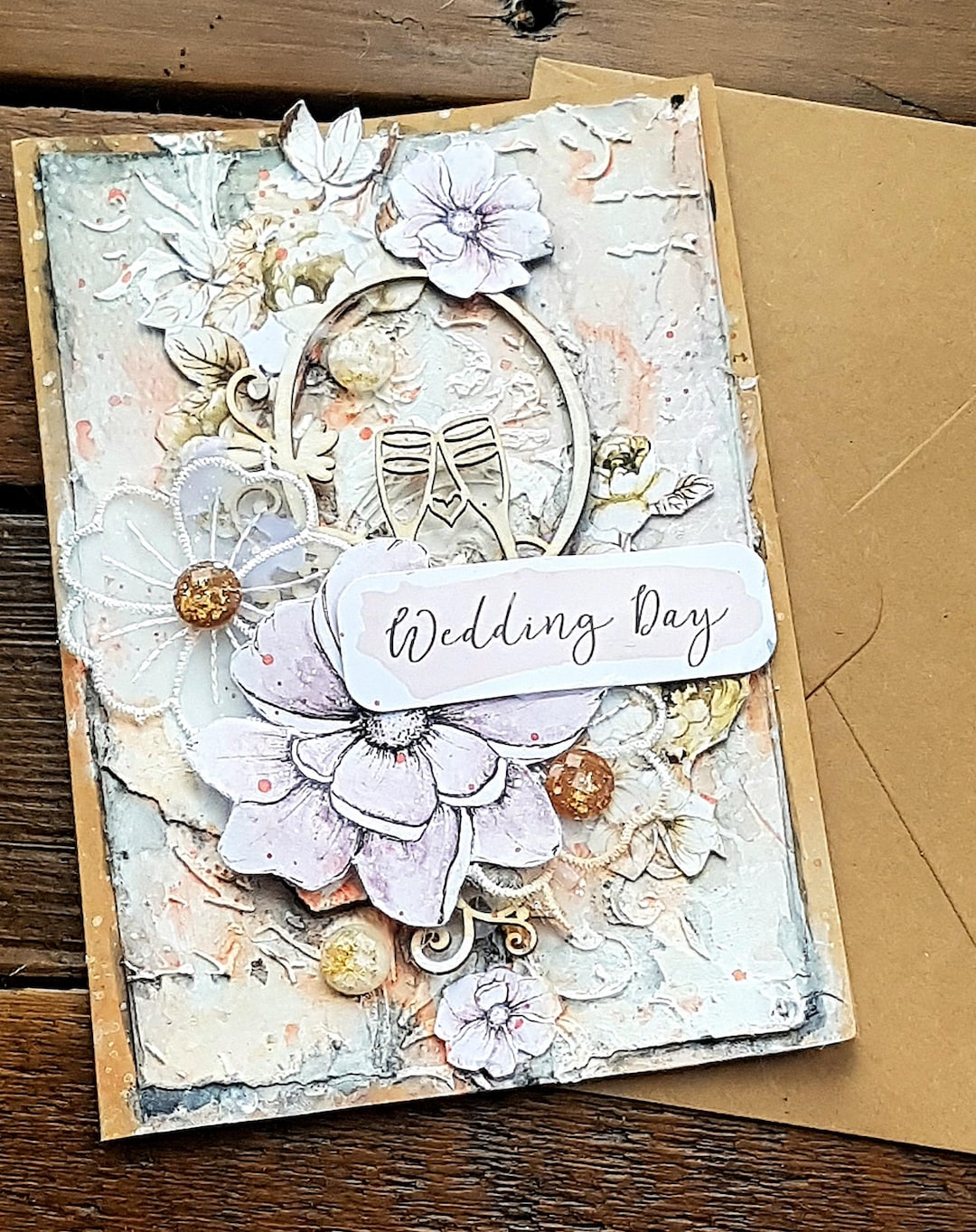Luxury Handmade Wedding Card, Rustic, Shabby Chic - Etsy